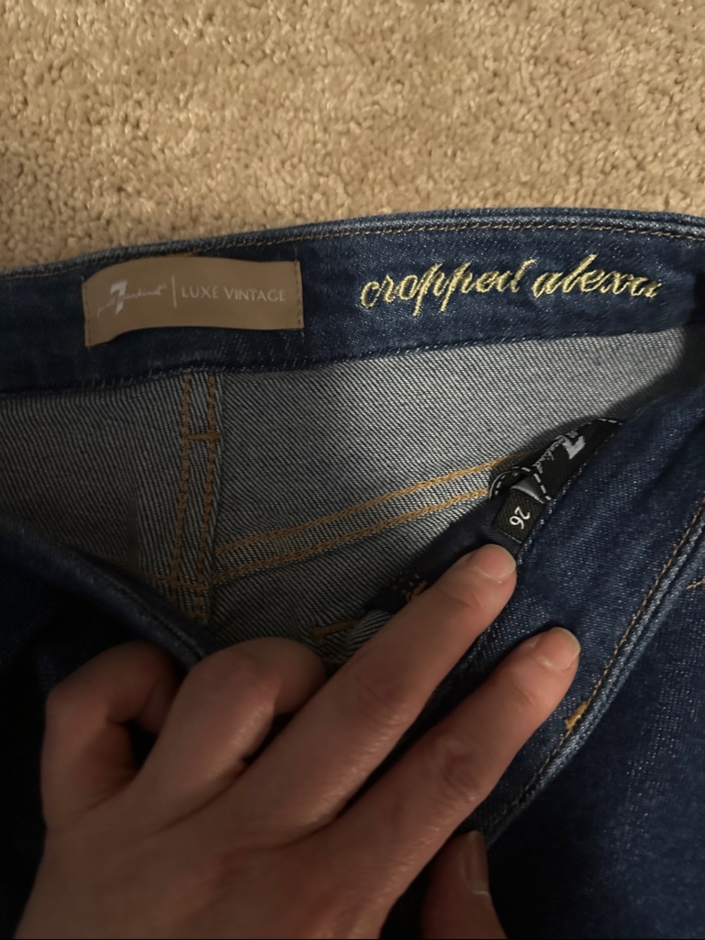 7 For All Mankind Dark Blue Cropped Jeans